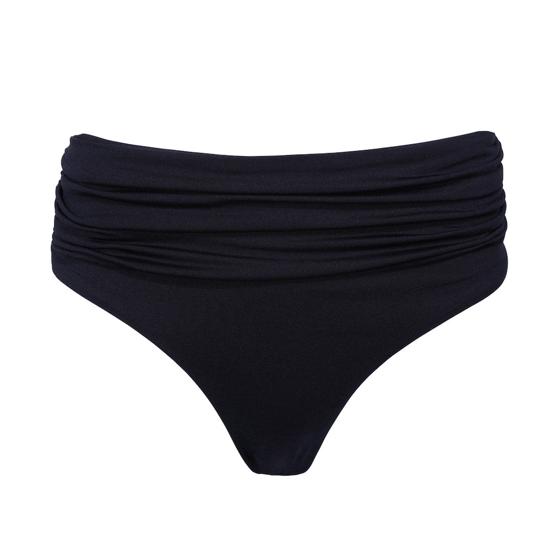 SATIN BLACK HIGH WAIST PANT